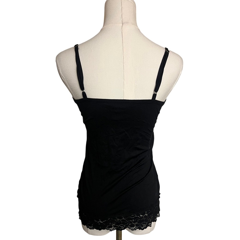 White House Black Market Black Lace Trim Camisole Tank Top Womens Size M USA Y2K - Picture 4 of 10